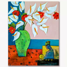 Load image into Gallery viewer, Calla Lilies In Green Vase