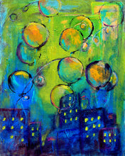 Load image into Gallery viewer, Balloons over city - 20"HX16"W