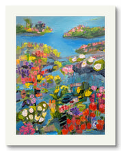Load image into Gallery viewer, A painting with abstract floral patterns in vibrant yellow and purple colors, wild flowers, expressive. By Haleh Mahbod
