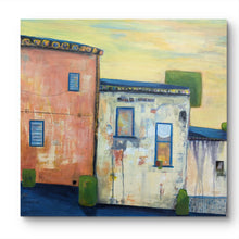 Load image into Gallery viewer, An abstract village after rain in the afternoon. Square painting by Haleh Mahbod.

