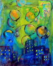 Load image into Gallery viewer, Balloons over city - 20&quot;HX16&quot;W
