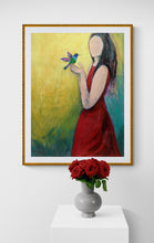 Load image into Gallery viewer, Girl &amp; her hummingbird
